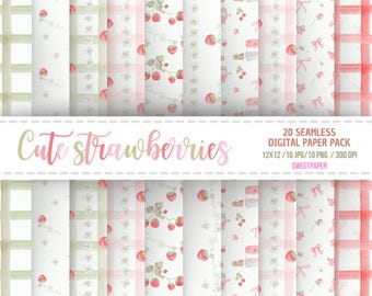 "Cute Strawberries" Digital Paper Collection