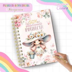 Planner Devocional Cristiano para Mujeres Editable en Canva | Agenda Cristiana Kawaii | Diario Bíblico Digital | Printable Faith Planner