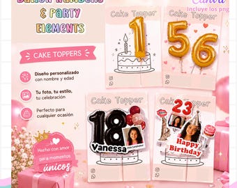 Balloon Numbers Canvas Template and PNG Image Pack of Numbers in Gold, Silver, Rose Gold, Blue, Black, etc. (Digital Download)