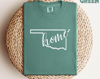 Oklahoma Home T-Shirt, Comfort Colors Hometown Tee, OK State Outline Shirt, Hometown Pride Gift, Oklahoma Graphic Tee, Home State Shirt