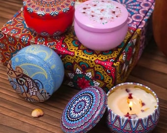 Duftende Sojakerzen-Geschenkset: Arabisch gemusterte Aromatherapiekerzen