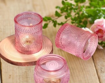 Diamantgitter Kerzenständer aus Glas (6er Set): Elegante Teelicht-Cups
