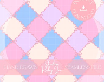 Pastell Gingham Kokette nahtlose digitale Muster für den kommerziellen Gebrauch