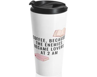 Reisebecher mit Spruch, Geschenk für Buch-Nerds & Kaffeeliebhaber