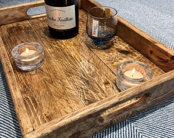 Handmade rustic decorative serving tray / ottoman tray/ breakfast in bed tray/ pallet wood tray… add a rustic twist to your home