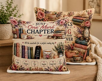 Personalised Linen Pocket Cushion Cover, Reading Pillow, Book Lover Gift