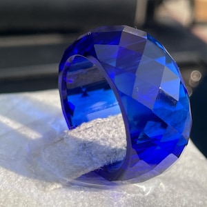 Natural Blue Sapphire Ring | Chunky Faceted Ring | Handmade Gemstone Jewelry