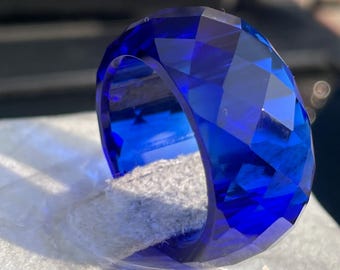 Natural Blue Sapphire Ring | Chunky Faceted Ring | Handmade Gemstone Jewelry
