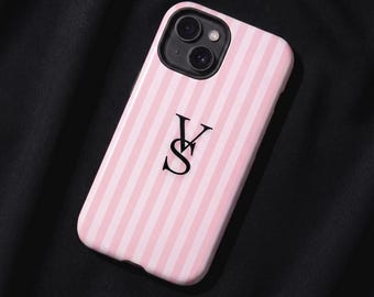 VS Logo Pink Stripe Phone Case: 3D Wrap, Durable