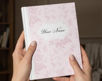 Carnet de notes floral rose personnalisé - Journal de noms personnalisé