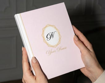 Personalized Coquette Pink Notebook – Custom Initial Journal, Feminine Gift