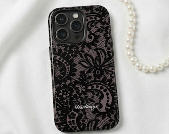 Black Lace Phone Case | Dark Feminine Gothic Aesthetic | Elegant iPhone Case | Romantic Black Lace Cover