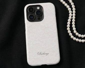 White Lace Phone Case | Soft Coquette Aesthetic | Feminine Romantic iPhone Case | Elegant Flower Lace Cover