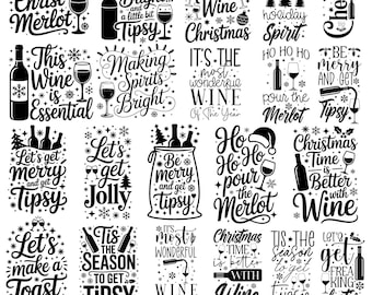 Christmas Wine Bag SVG Bundle, Funny Wine Quotes (PNG, EPS)
