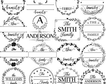 Family name monogram svg, Split Family Monagram Svg, Split Monogram Svg, Split Monogram Frame Alphabet, Family Monogram, Wedding Bundle SVG