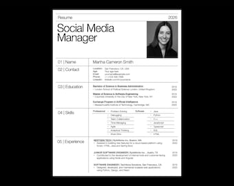 Minimalist Grid Resume Template: Professional CV + Cover Letter, Fully Editable (A4 & US Letter)