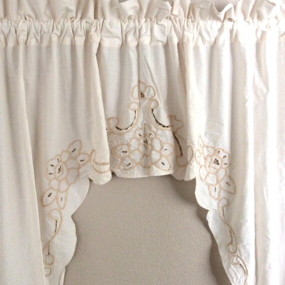 Three Swag Type Curtains Cut Out Design 100 In Wide And 64 Etsy