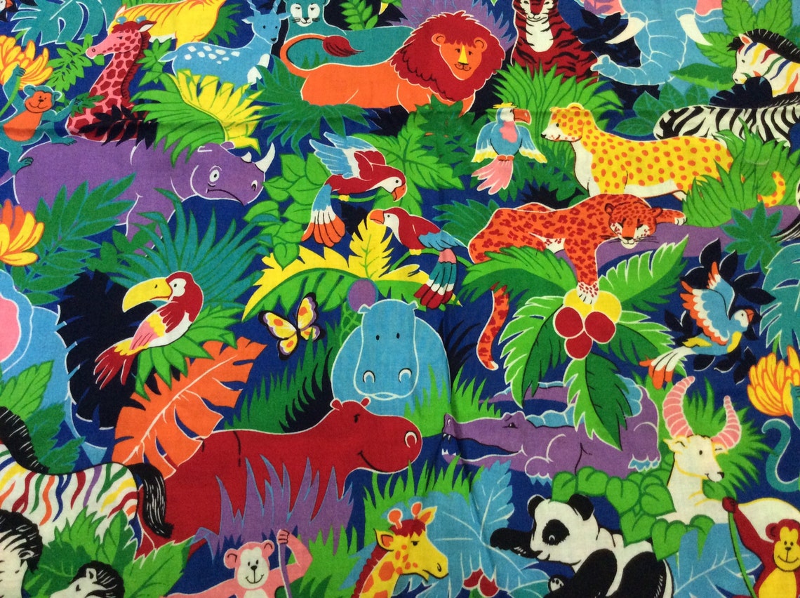 Jungle Print Fabric/Material Etsy