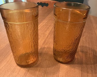 Vintage Kerr Amber Glass Tumblers, 6 in