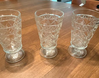 Three Clear Footed Glass, Peanut Butter Glasses
