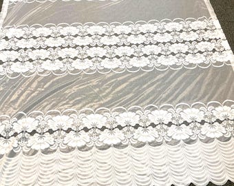 White Sheer Lace Curtain Panel 56x60 inches