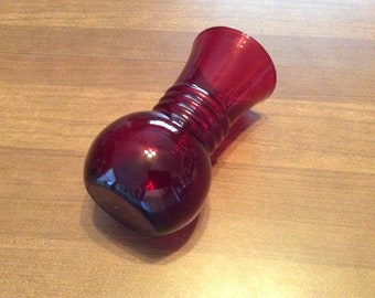 Ruby Red Glass Vase 6,5 in