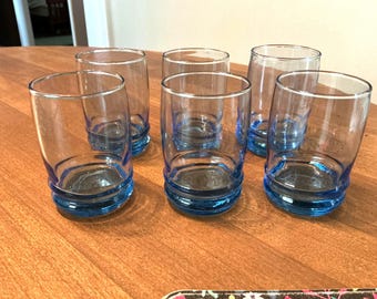 Set of Six Saturn Blue Juice Glasses