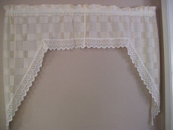 One Pair Of Swag Curtains Plus One Valance Etsy