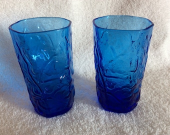 Vintage Blue Juice Glasses