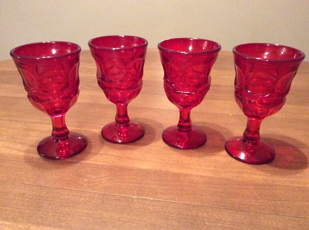 Fostoria Argus Wine Glasses Ruby Red Wine Glasses Etsy