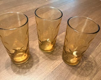 Set of Three 5 inch Amber Tumblers