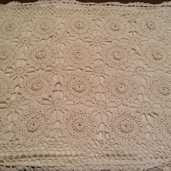 Pair (2) Crocheted Pillow Shams Ecru/ Beige Color