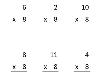 Multiplication (x8) Sheets with Answers
