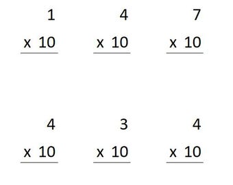 Multiplication (x10) Sheets with Answers