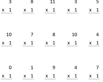 Multiplication (x1) Sheets with Answers