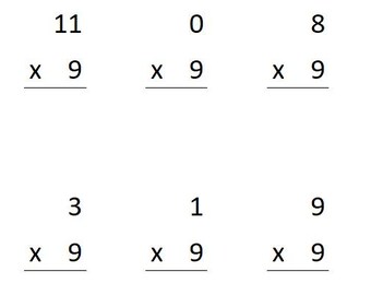 Multiplication (x9) Sheets with Answers