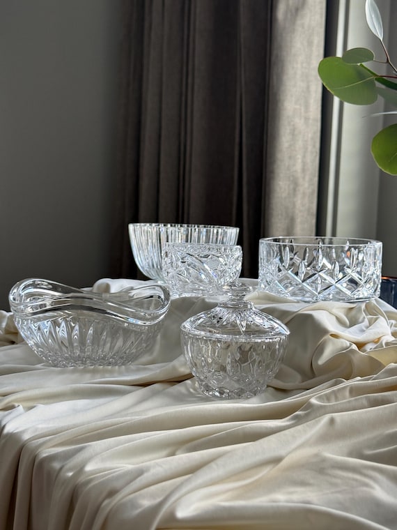 Vintage Crystal Bowl & Catchall Assortment | Decorative Crystal Dish