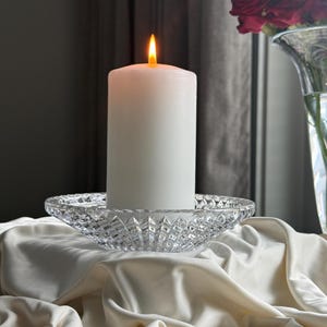 Vintage Crystal Candle Holder w/ Faceted Detail | Coffee Table Decor