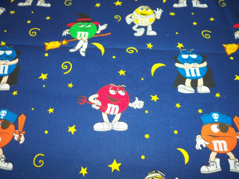 M/&M/'s Halloween Fabric All the Characters in Costume Ready for Trick or Treat New By The Fat Quarter fabricnmore