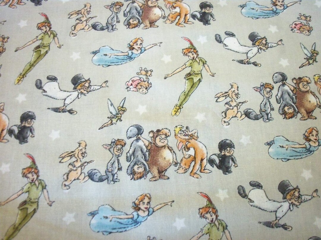 Peter Pan Fabric Peter Pan & Friends Fabric Tinker Bell Wendy Etsy