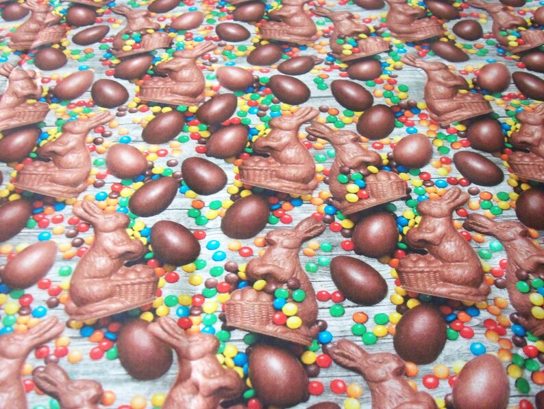 Chocolate Easter Bunny Fabric Eggs Very Cute Rare By The Fat Quarter BTFQ New
