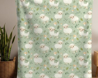 Lamb Pattern Blanket, Baby Kids Room Decor, Lambs Velveteen Plush Blanket