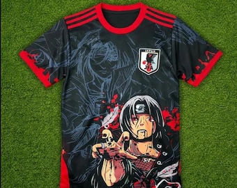 Madara Inspired Black Football T-Shirt – Anime Shinobi Streetwear Soccer Tee – Uchiha Concept Edition