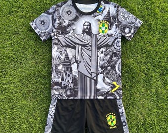 Kit da calcio per bambini Neymar Brasile – Maglia e pantaloncini in edizione speciale Cristo Redentore
