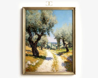 Olive Grove Oil Painting Printable | Mediterranean Kitchen Wall Art - Italy Countryside Gift