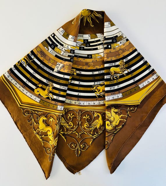 Hermès “dies Et Hore” Silk Scarf 90 – Zodiac & Sun Dial Design