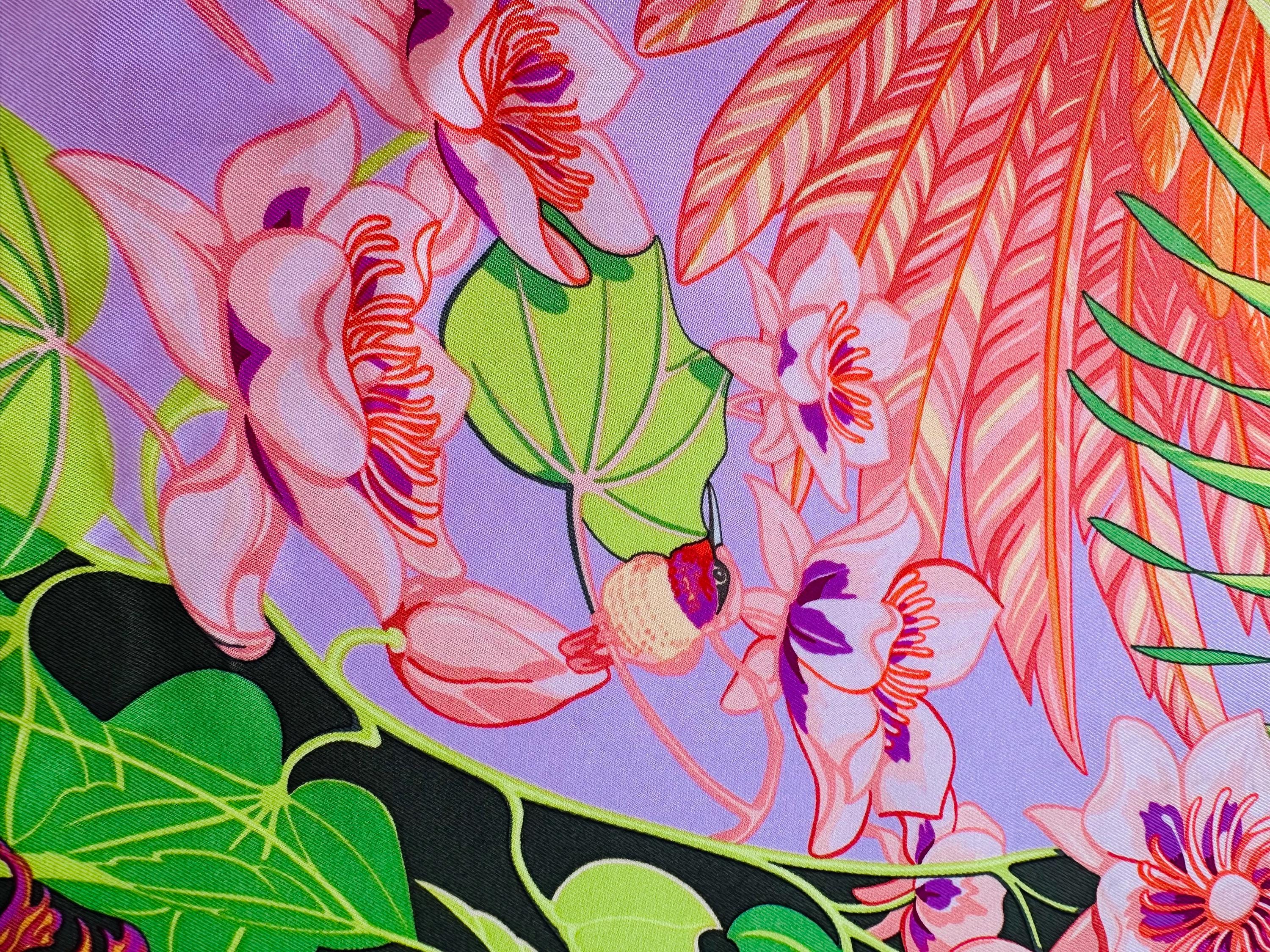 Hermès Silk Scarf 90 “flamingo Party” – Tropical Pink & Orange