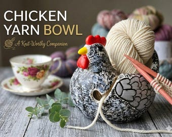 Hand-painted Speckled Hen yarn bowl/"Henny Penny"