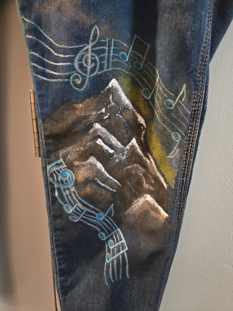 Hand-Painted "Mountains are Calling" Custom Denim | Seven7 by Melissa McCarthy size 22 image 4