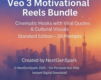 Veo 3 AI Reels-prompts: 20+ filmische hooks (digitale download)
